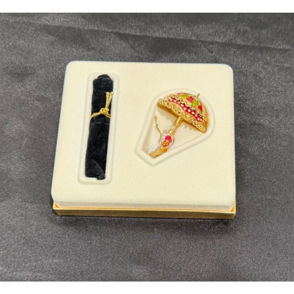 NIB Estee Lauder White Linen Pretty Parasol Solid Perfume Compact 2000 - Picture 2 of 11